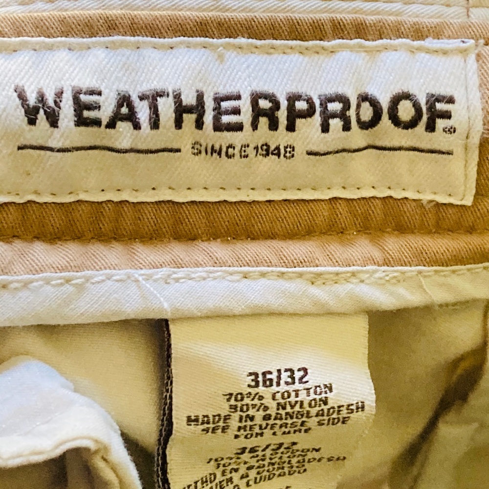 WEATHERPROOF CREAM KHAKI CARGO PANTS 36 x 32